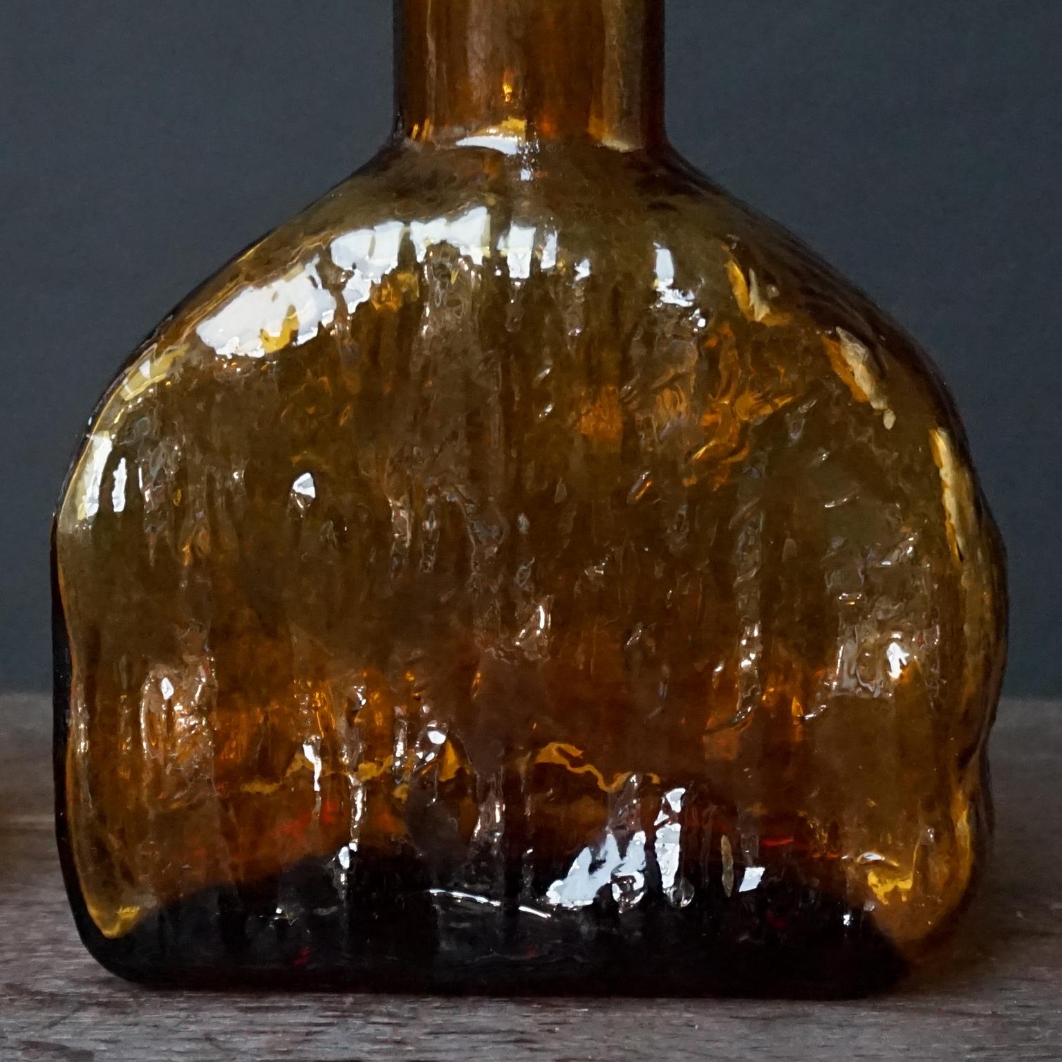 20th Century Eleven 1960s Italian Empoli Rossini Amber Genie Glass Bottles Vase and Candy Jar