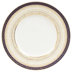 Eleven Antique English Cobalt and Gold Dinner Plates, Custom Ordered, circa 1910