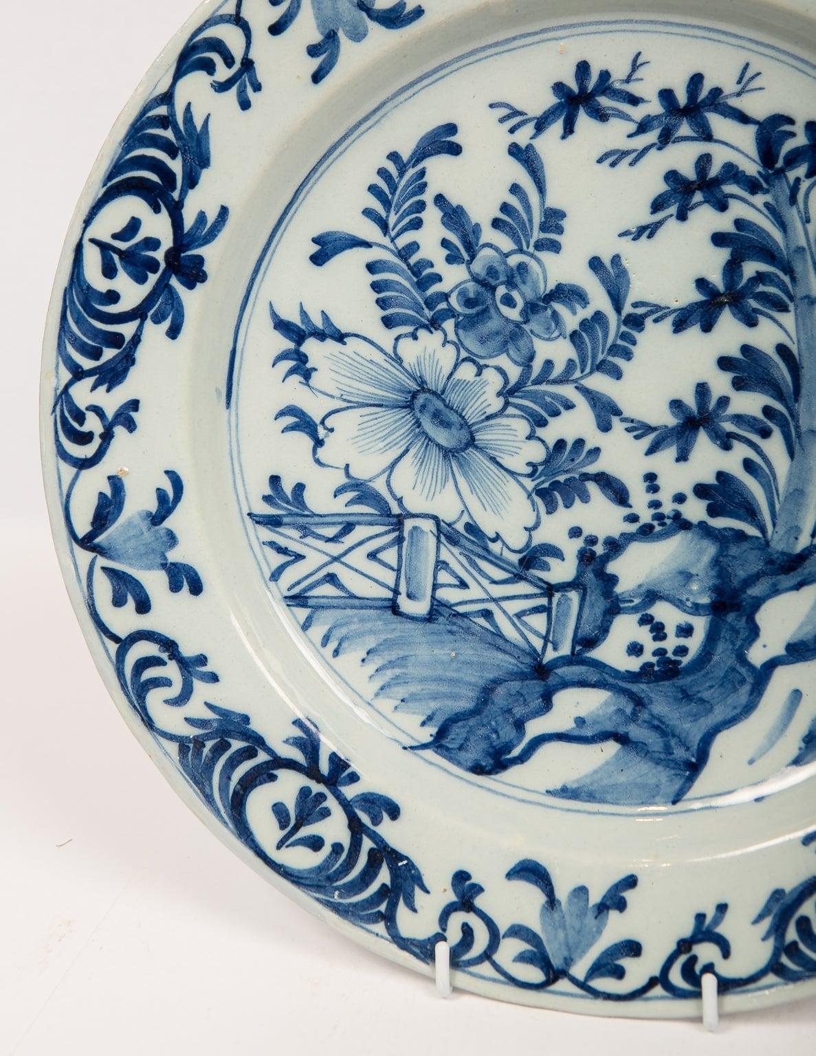 Eleven Antique Large Delft Blue and White Chargers, Late 18th Century 5