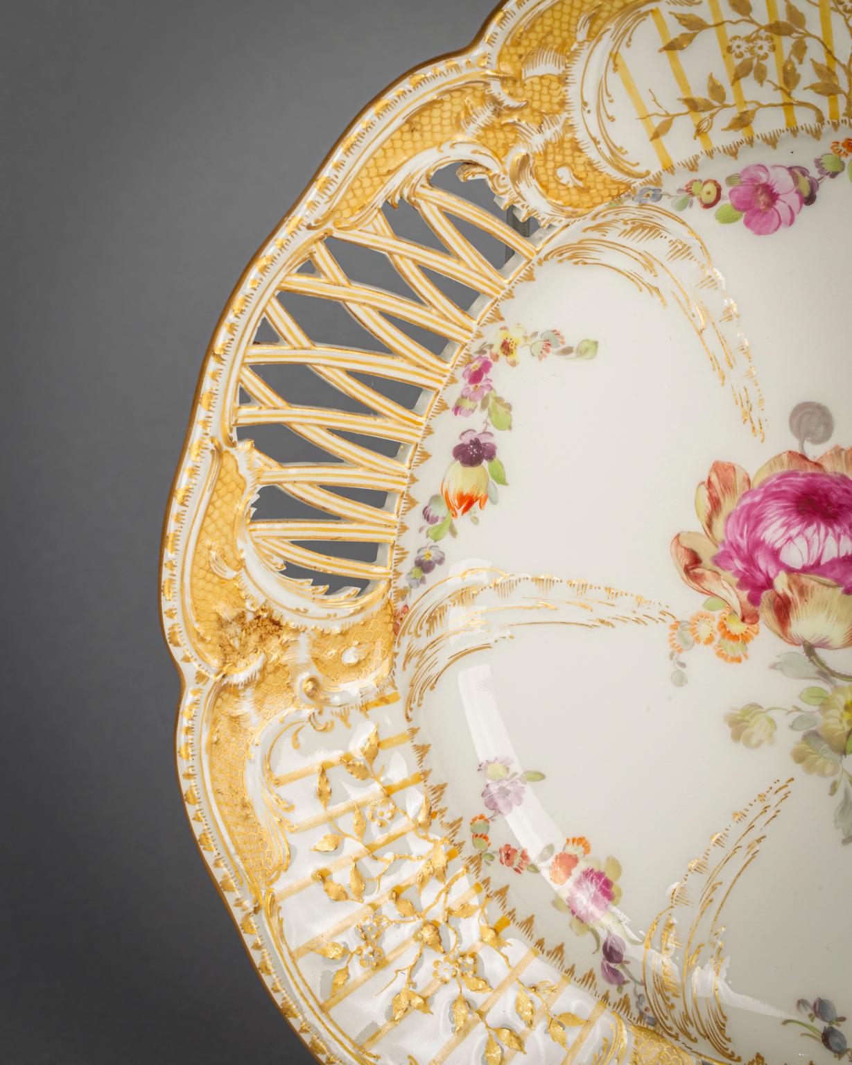 Late 19th Century Eleven Berlin Porcelain Reticulated Cabinet Plates, circa 1880 For Sale