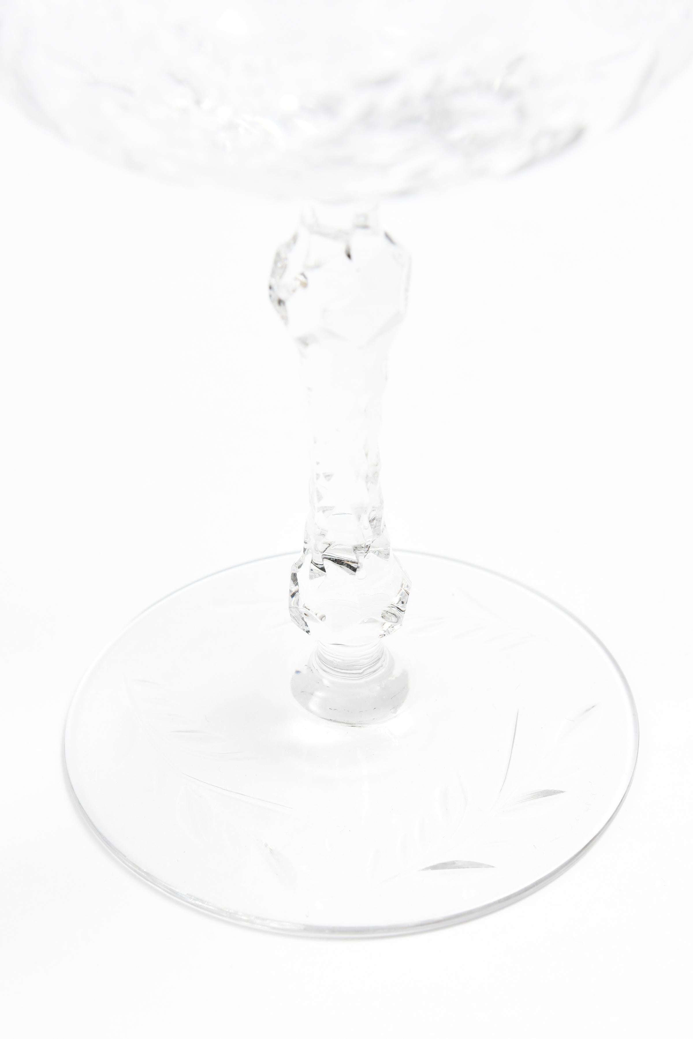 Eleven Champagne Coupes, Antique American with Jewel Knob Stems 2