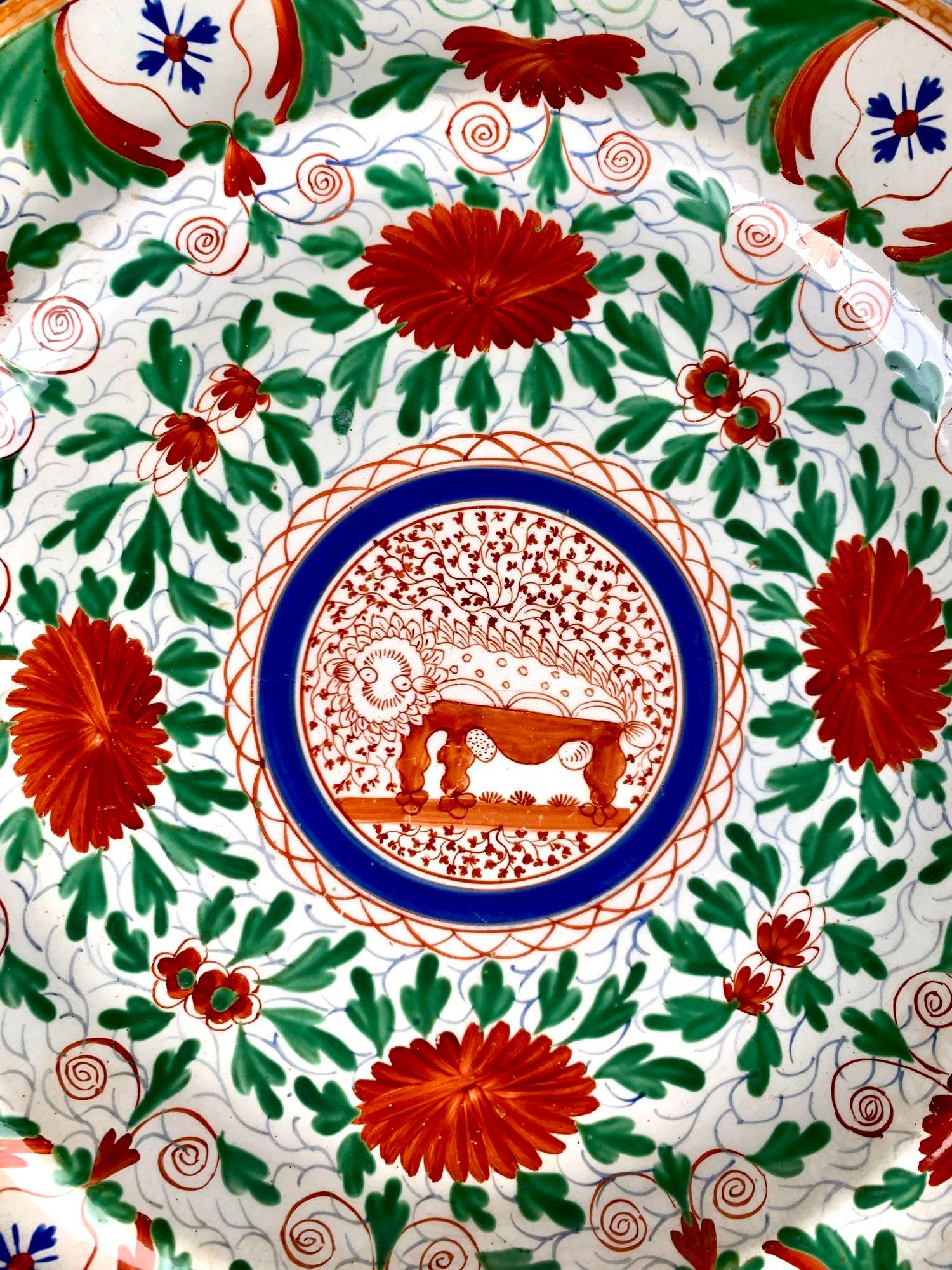 Hand-Painted Eleven Crazy Cow Dinner Plates Hand Painted by Minton England Circa 1820
