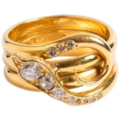 gold ring Eleven Diamond Serpent / Snake Ring, 18 Karat Yellow Gold
