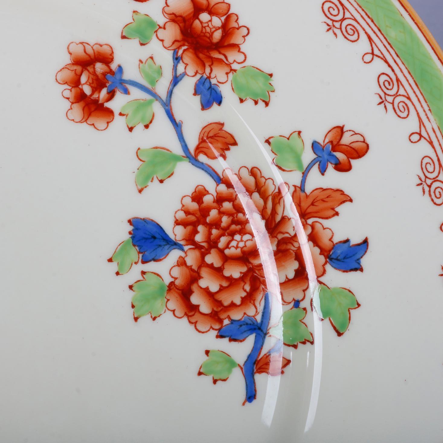 Aesthetic Movement Eleven English Copeland Spode for Tiffany Porcelain Floral Dinner Plates