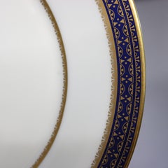 Eleven English Oxford Bone China Dinner Plates, Cobalt & Gilt, 20th Century