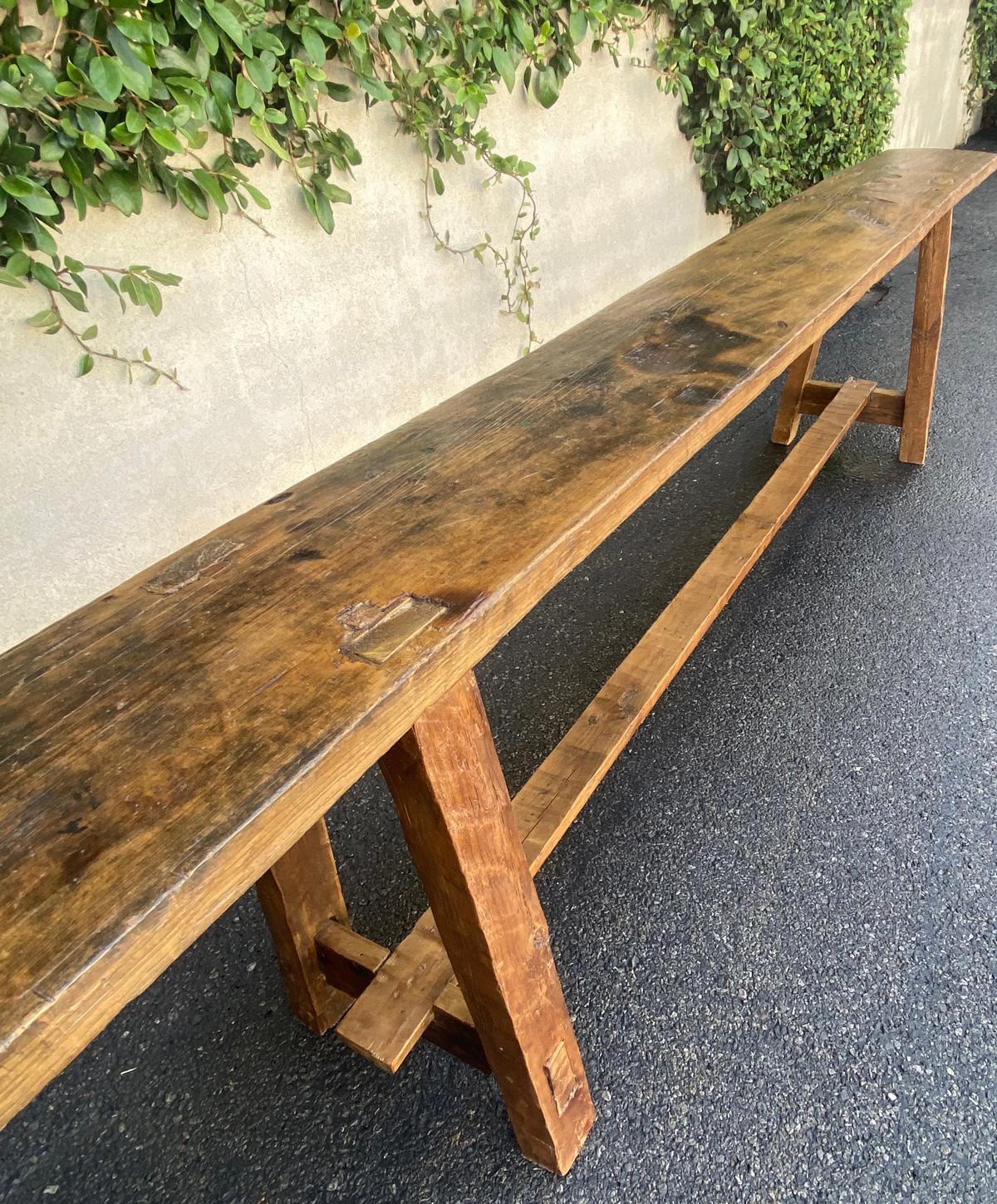 Eleven Foot Long Rustic Console Table For Sale at 1stDibs