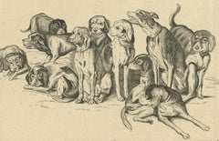 Eleven Hounds – Reversed 17th-Century Etching After Wenceslaus Hollar, c.1646