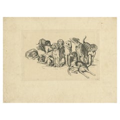Eleven Hounds – Reversed 17th-Century Etching After Wenceslaus Hollar, c.1646