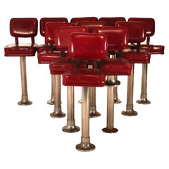 Eleven Mid Century Modern Chrome & Vinyl Diner or Ice Cream Counter Stools C1950
