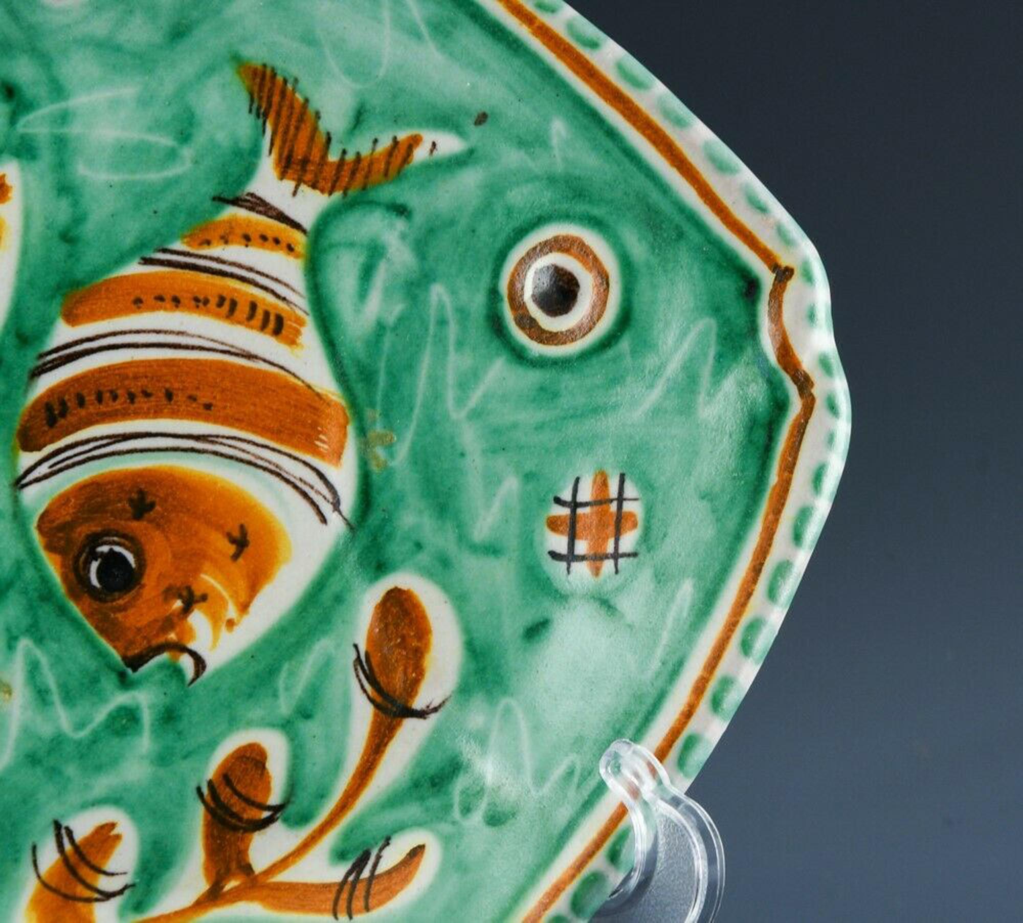 Mid-20th Century Eleven Mid-Century Modern Italian Pottery Fish Plates, Vietri, Dated 1958