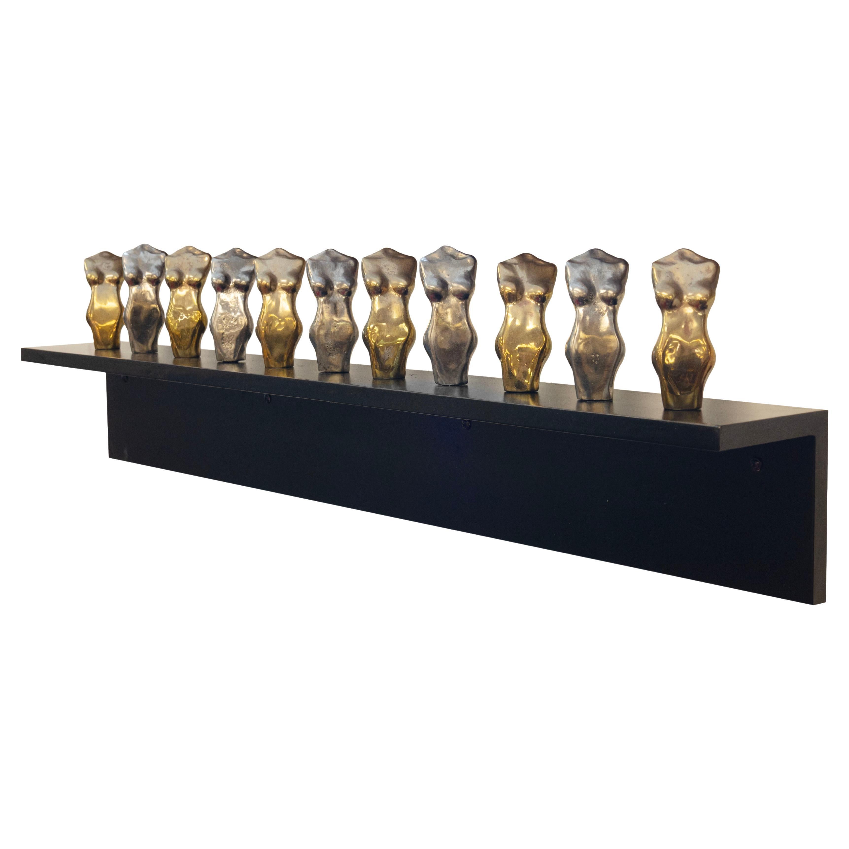 Eleven Nude Figures Bronze Wall Sculpture College for Creative Studies Detroit For Sale