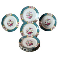 Vintage Eleven Old English Grosvenor Hand Painted Porcelain Luncheon Plates, c1930