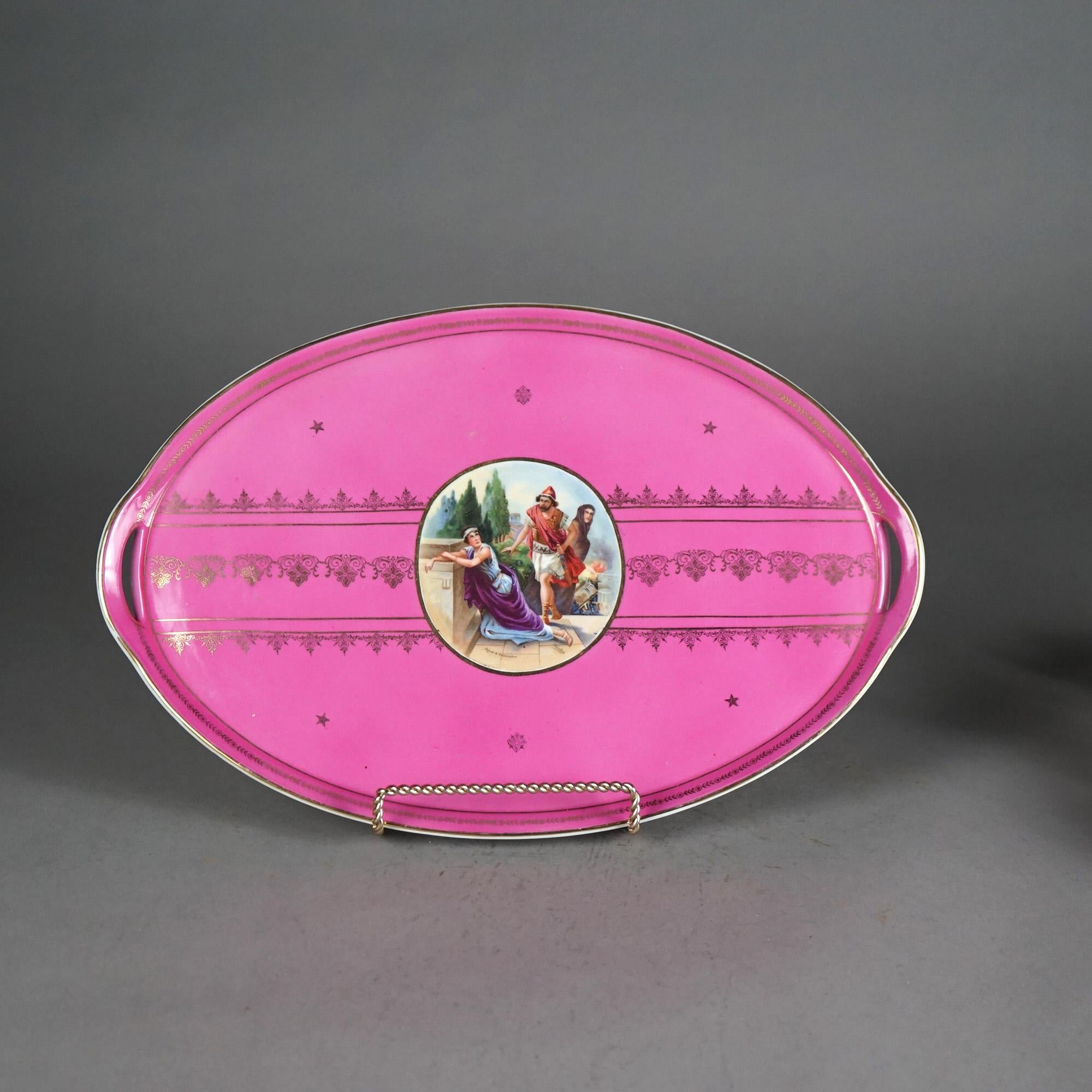 Set da tè antico Royal Vienna Porcelain dipinto a mano e dorato in undici pezzi con scene di genere classico C1890

Misure: 6 
