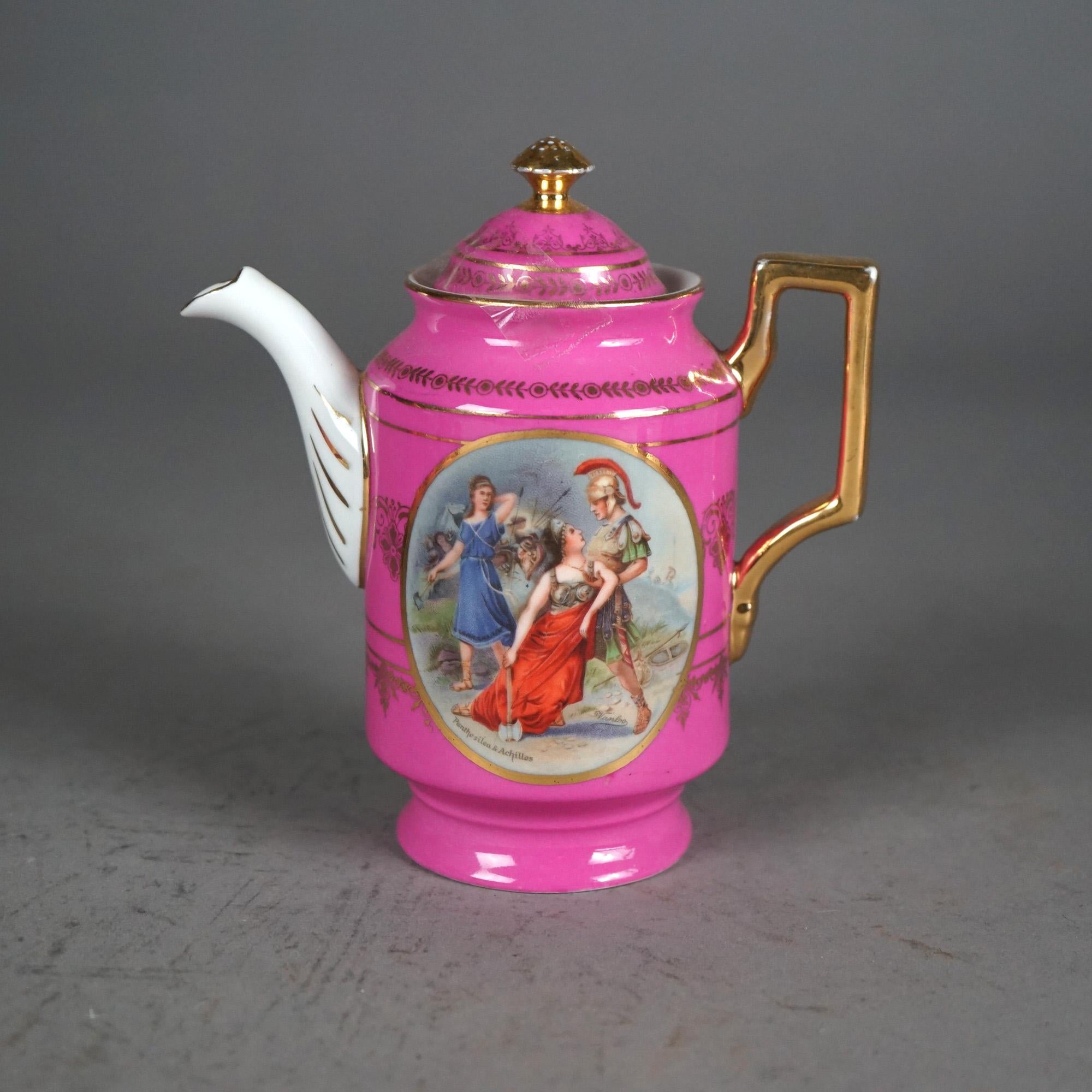 Porcellana Set da tè in porcellana dorata e dipinta a mano di Royal Vienna C1890 in vendita