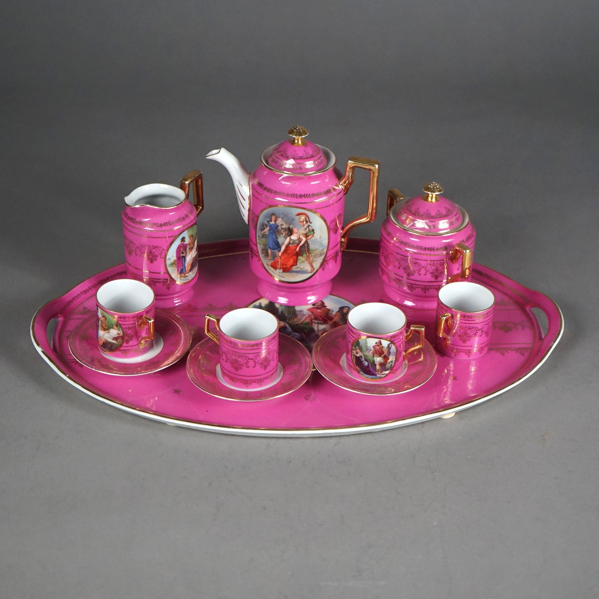 Set da tè in porcellana dorata e dipinta a mano di Royal Vienna C1890 in vendita 2