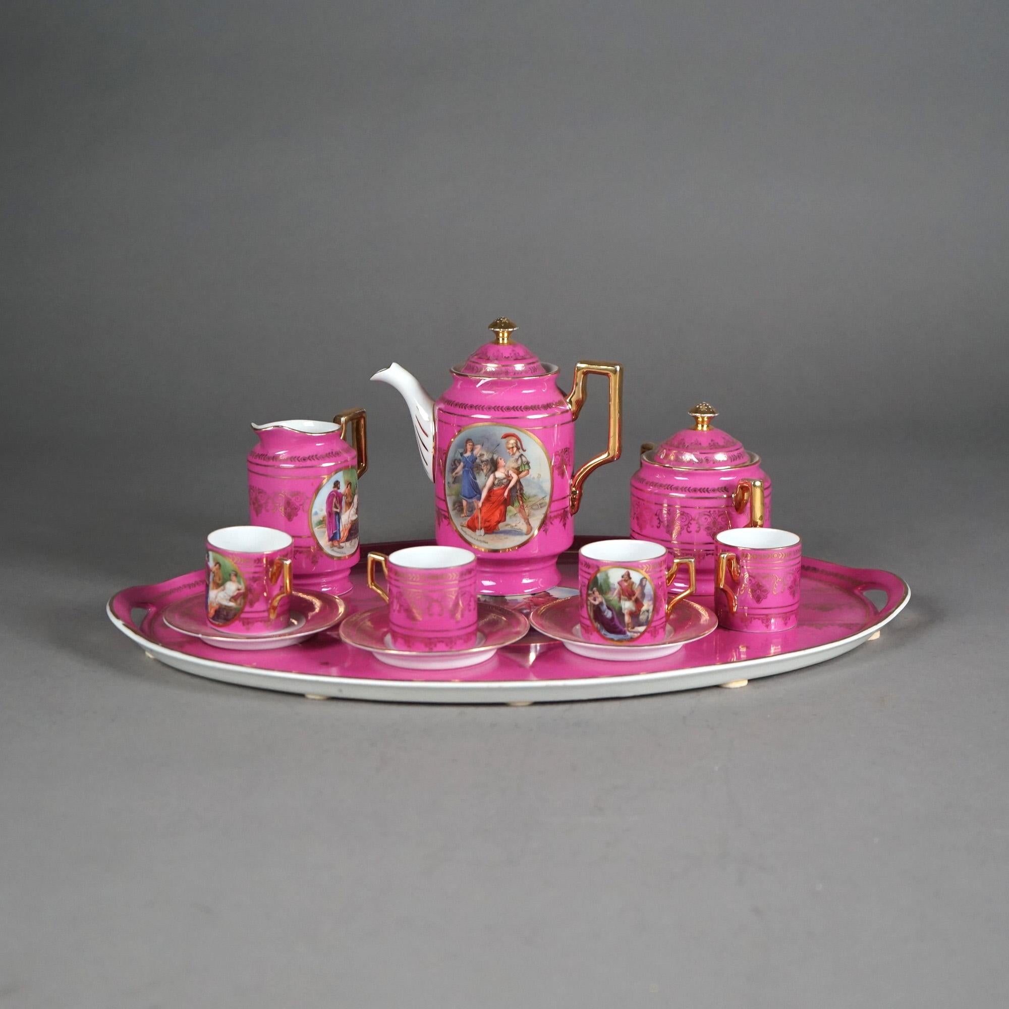 Set da tè in porcellana dorata e dipinta a mano di Royal Vienna C1890 in vendita 3