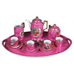 Set da tè in porcellana dorata e dipinta a mano di Royal Vienna C1890