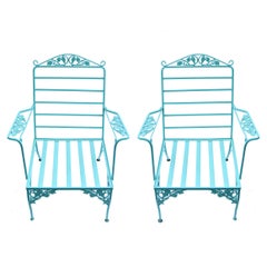 Eleven Piece Vintage Woodard Outdoor Furniture in Turquoise