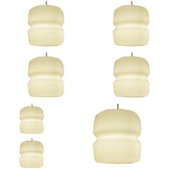 Eleven Pieces, Opaline Glass Chalice Pendant Light from Former Church, 1960s