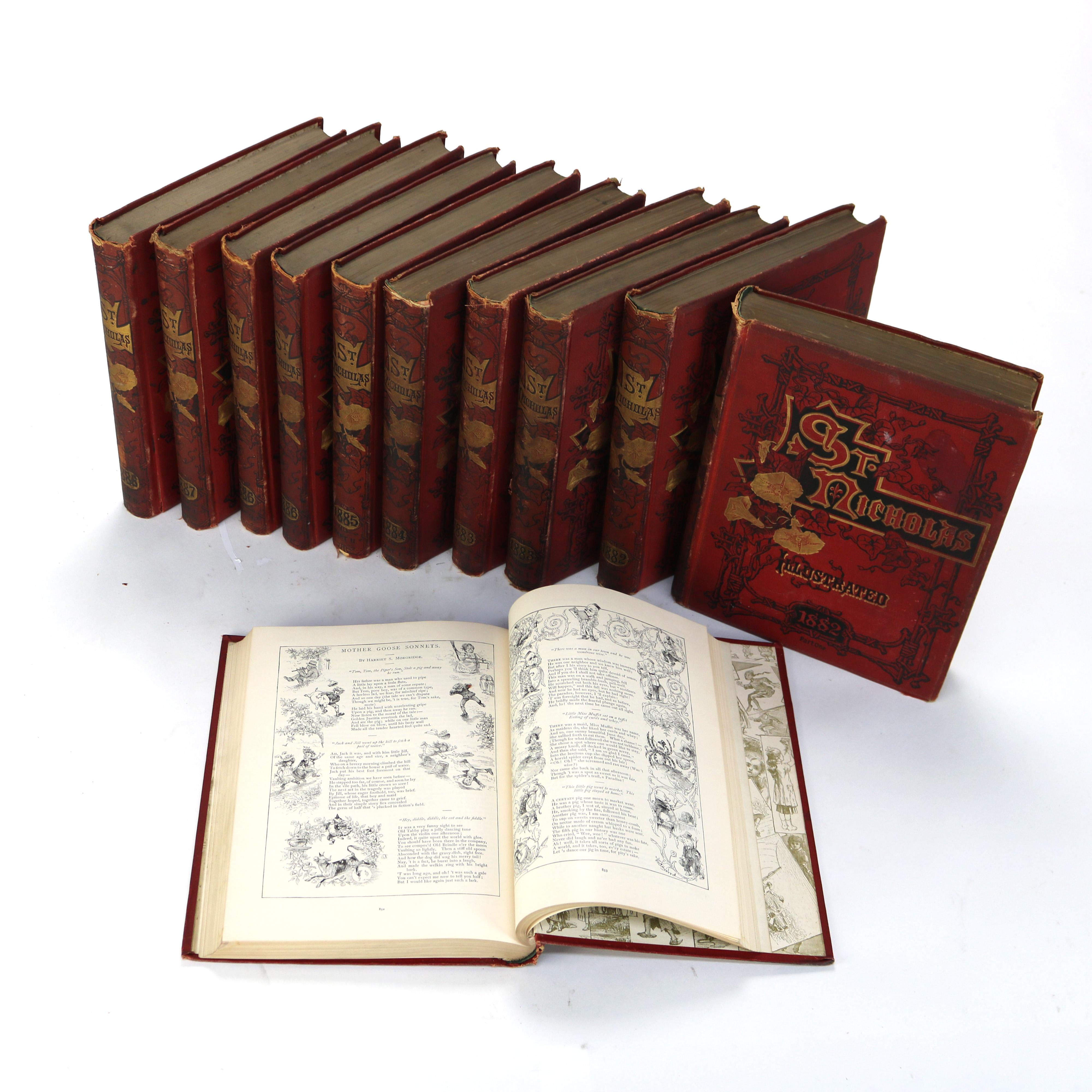 Ensemble de 11 livres anciens de la revue Saint-Nicolas datés de 1882-1889 19e siècle

Dimensions : 9,75 