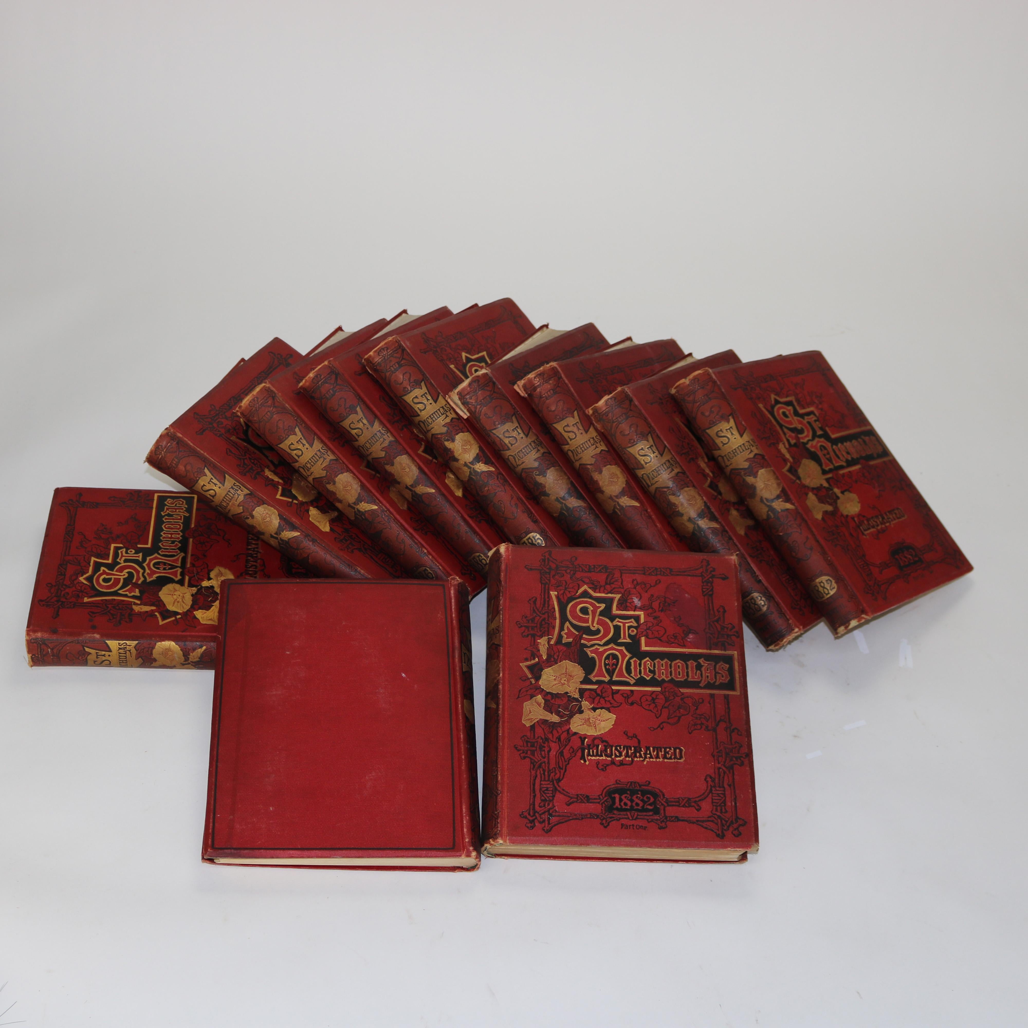 XIXe siècle Eleven St. Nicholas Magazine Books datés de 1882-1889 19thC en vente