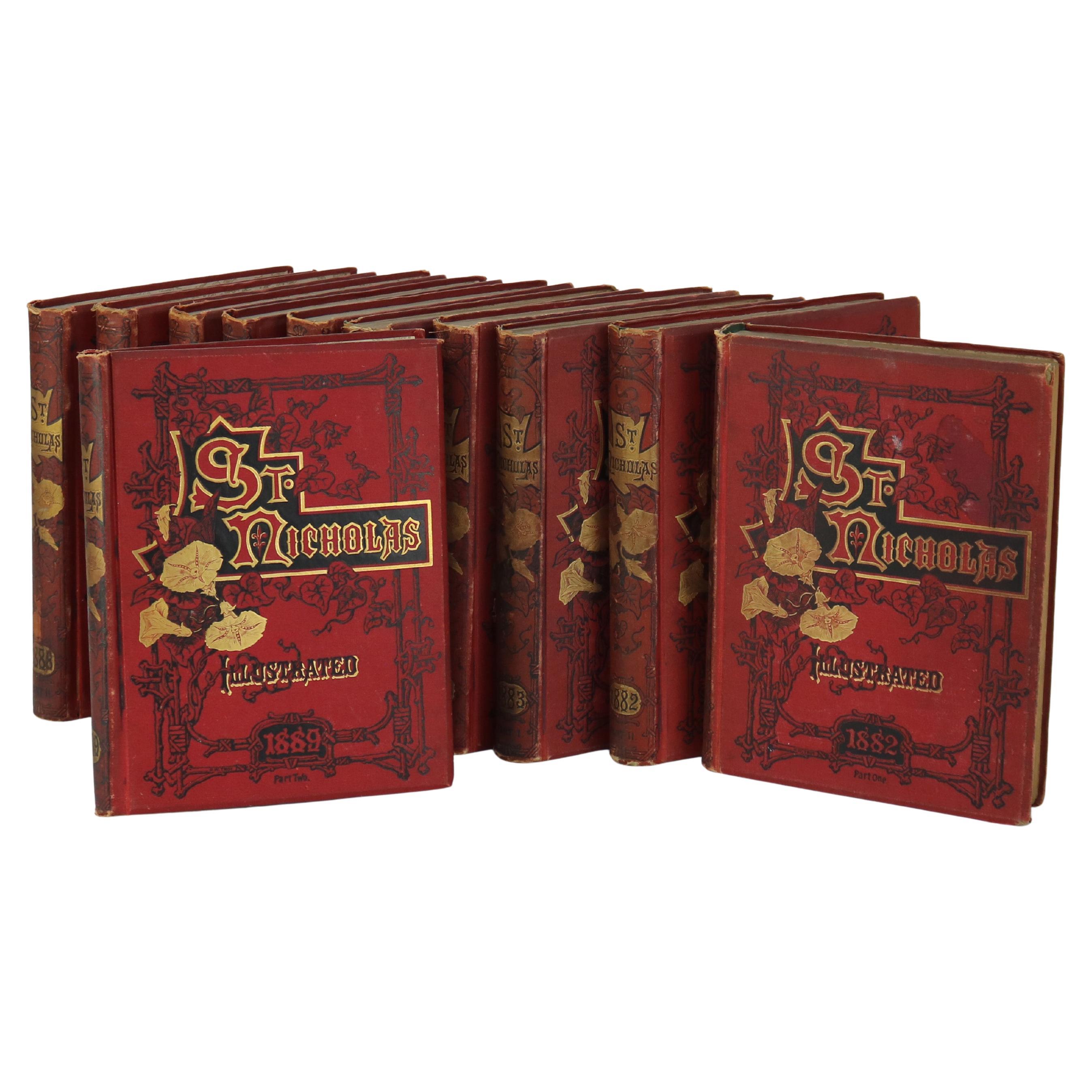 Eleven St. Nicholas Magazine Books Dated 1882-1889 19thC