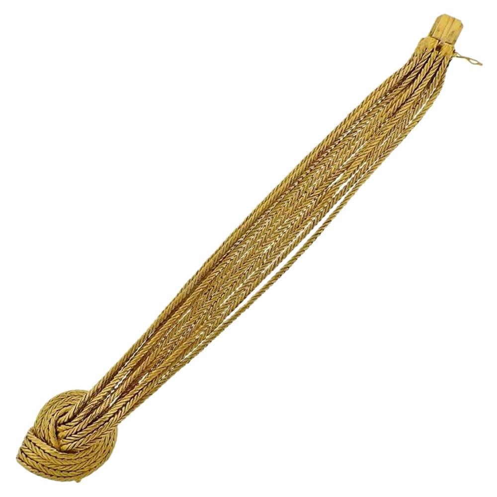 Eleven Strand Gold Woven Bracelet For Sale