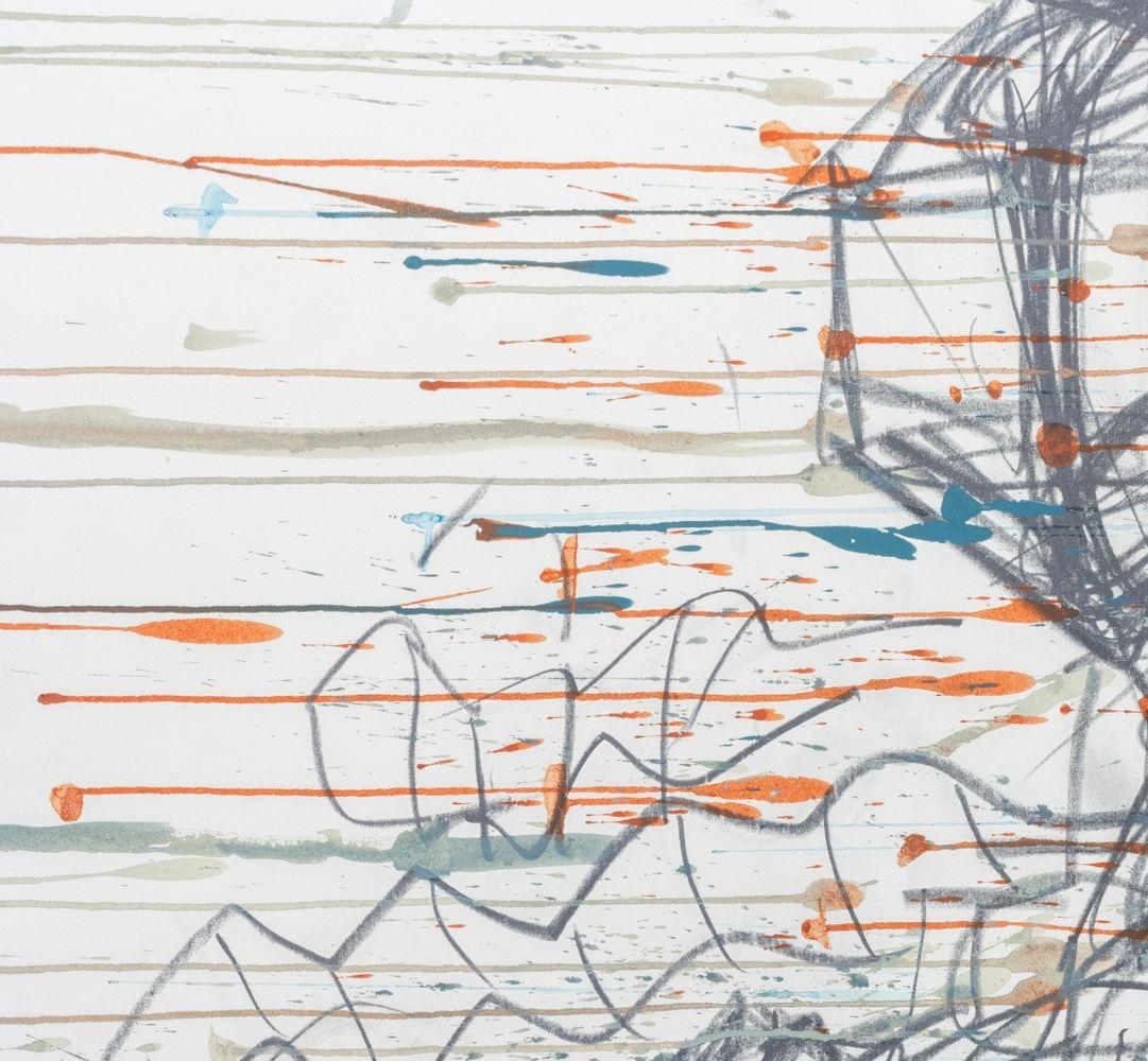 Elfi Schuselka (Austrian, b. 1940), Abstract Composition, Mixed Media on Paper, graphite and watercolor, stamped 