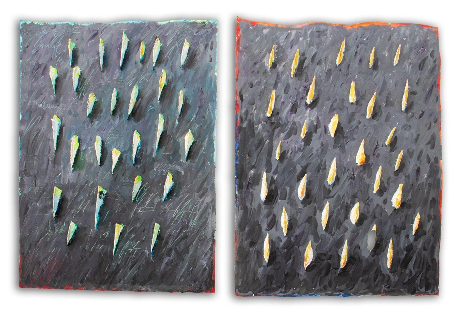 Composiciones abstractas, collages de técnica mixta, 2 en venta 2