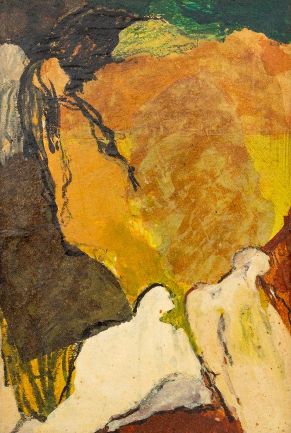 Abstract Figural Composition - Post-War Mixed Media Art by Elfi Schuselka 