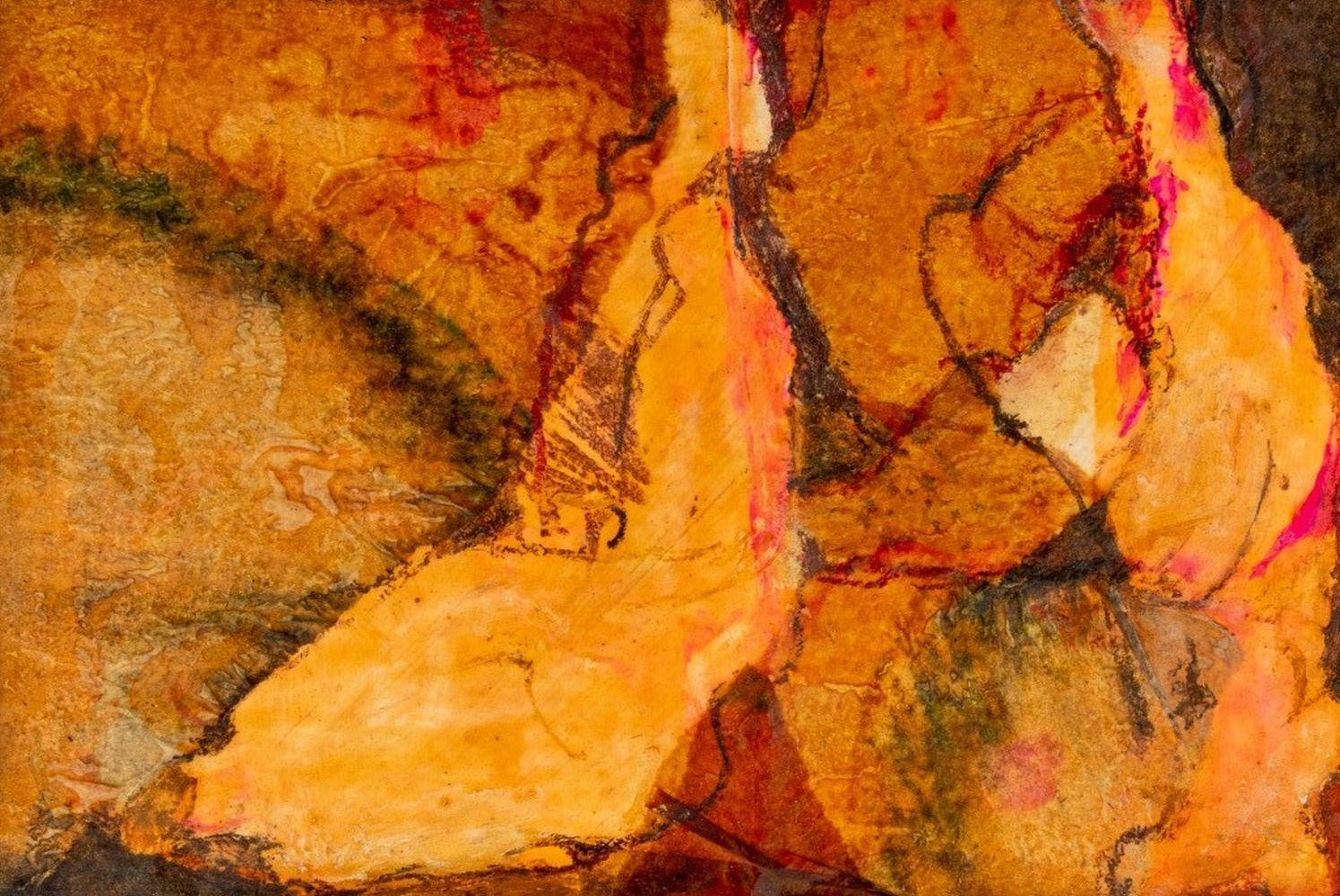 Abstract Figural Composition - Painting by Elfi Schuselka 