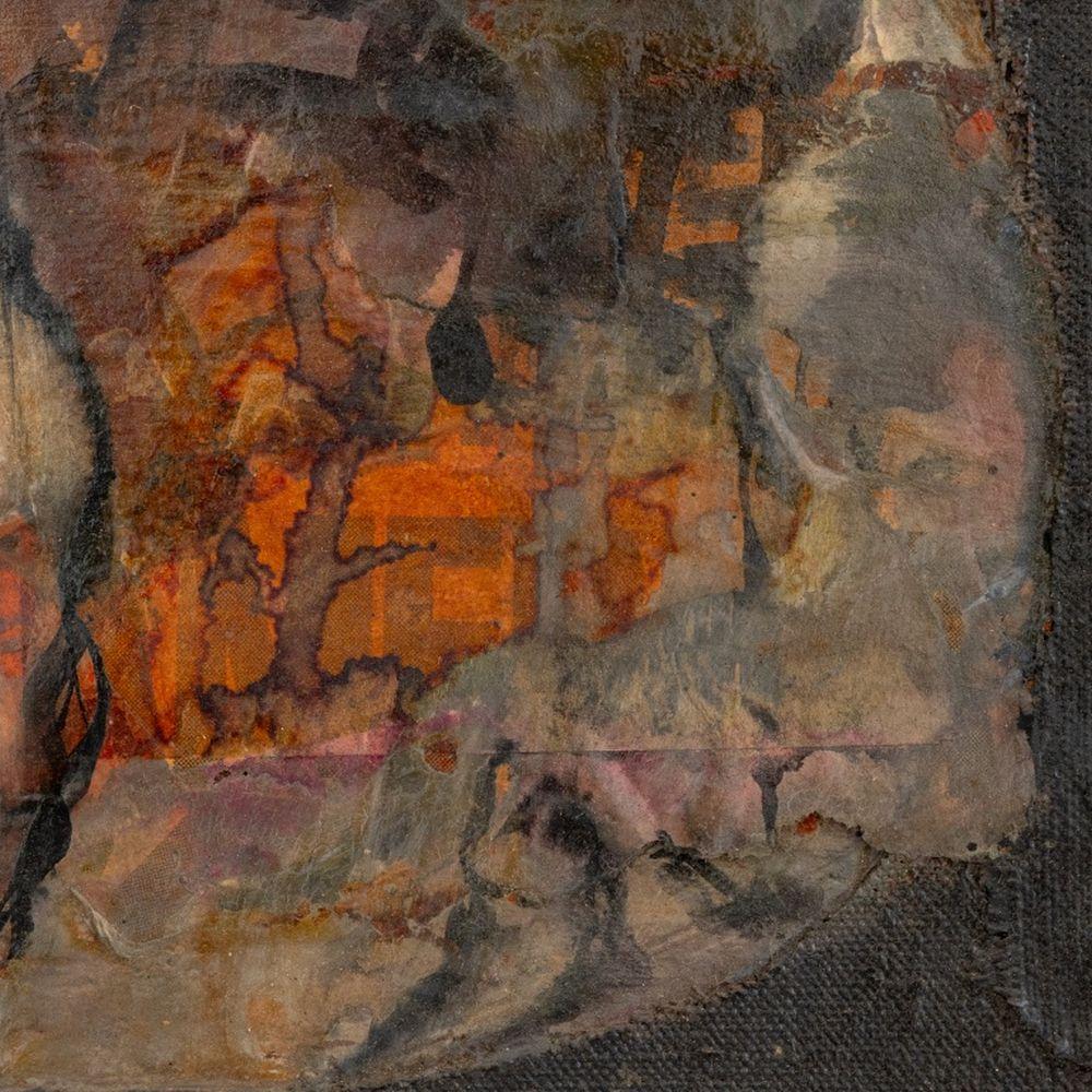 Abstract Figural Composition - Brown Figurative Painting by Elfi Schuselka 