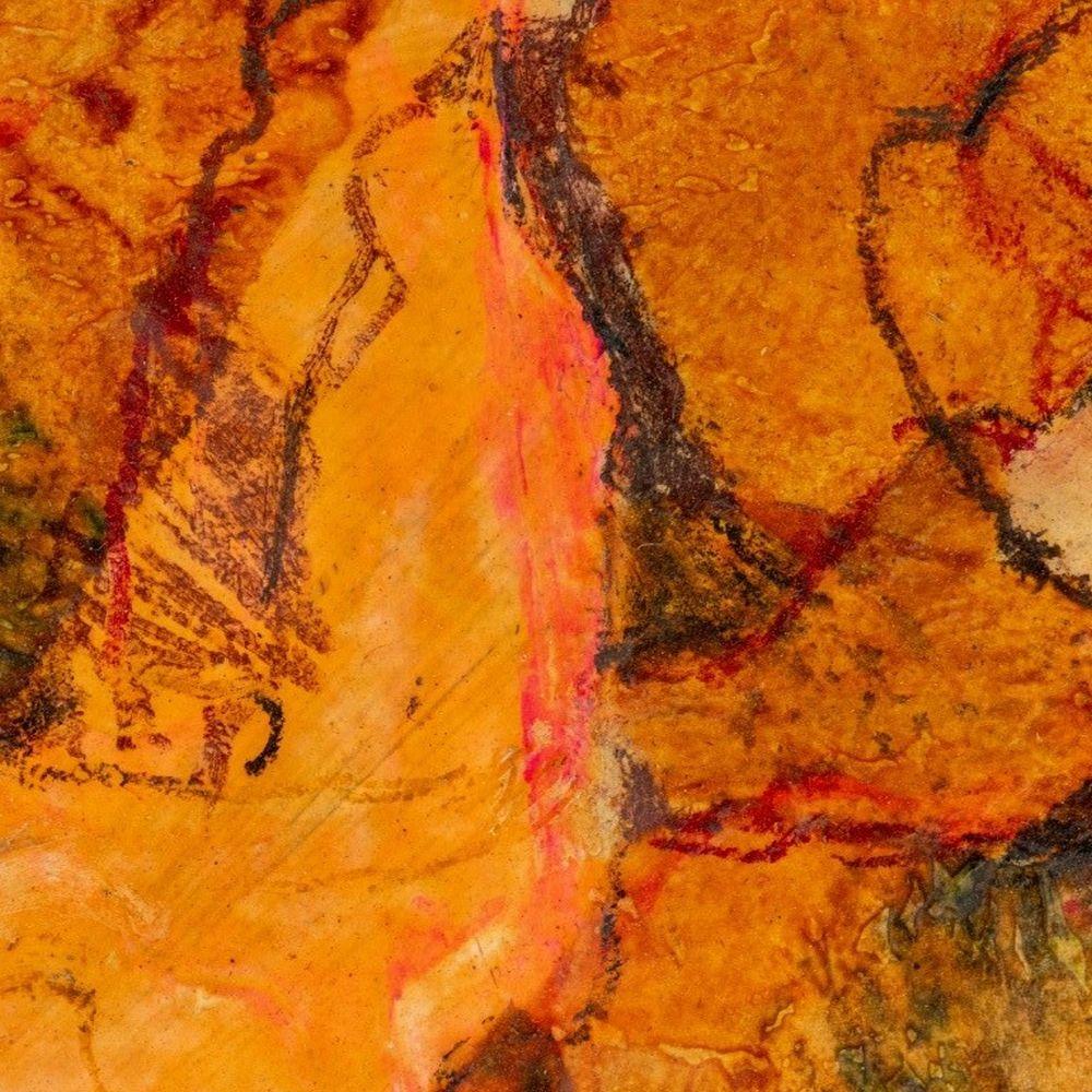 Abstract Figural Composition - Brown Figurative Painting by Elfi Schuselka 