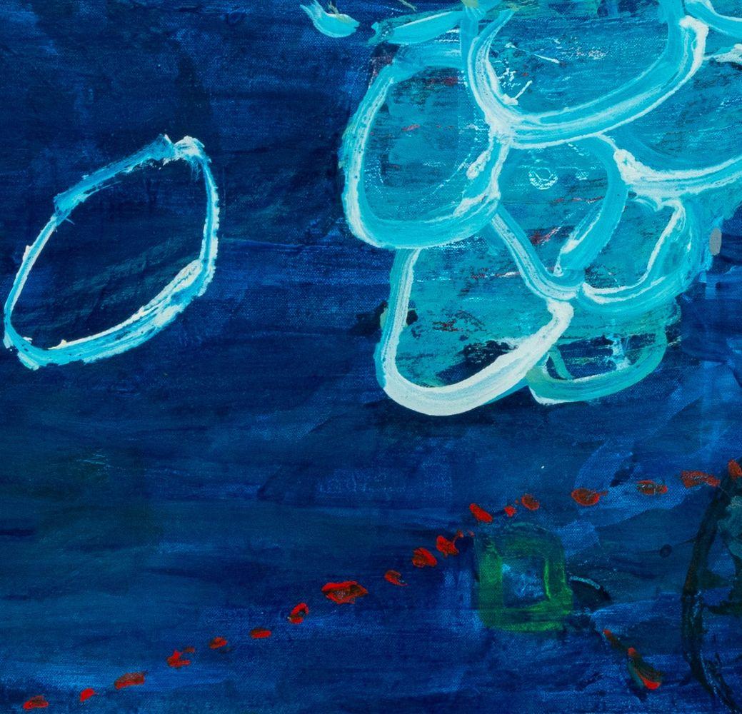 Abstract Composition in Blue - Painting by Elfi Schuselka 