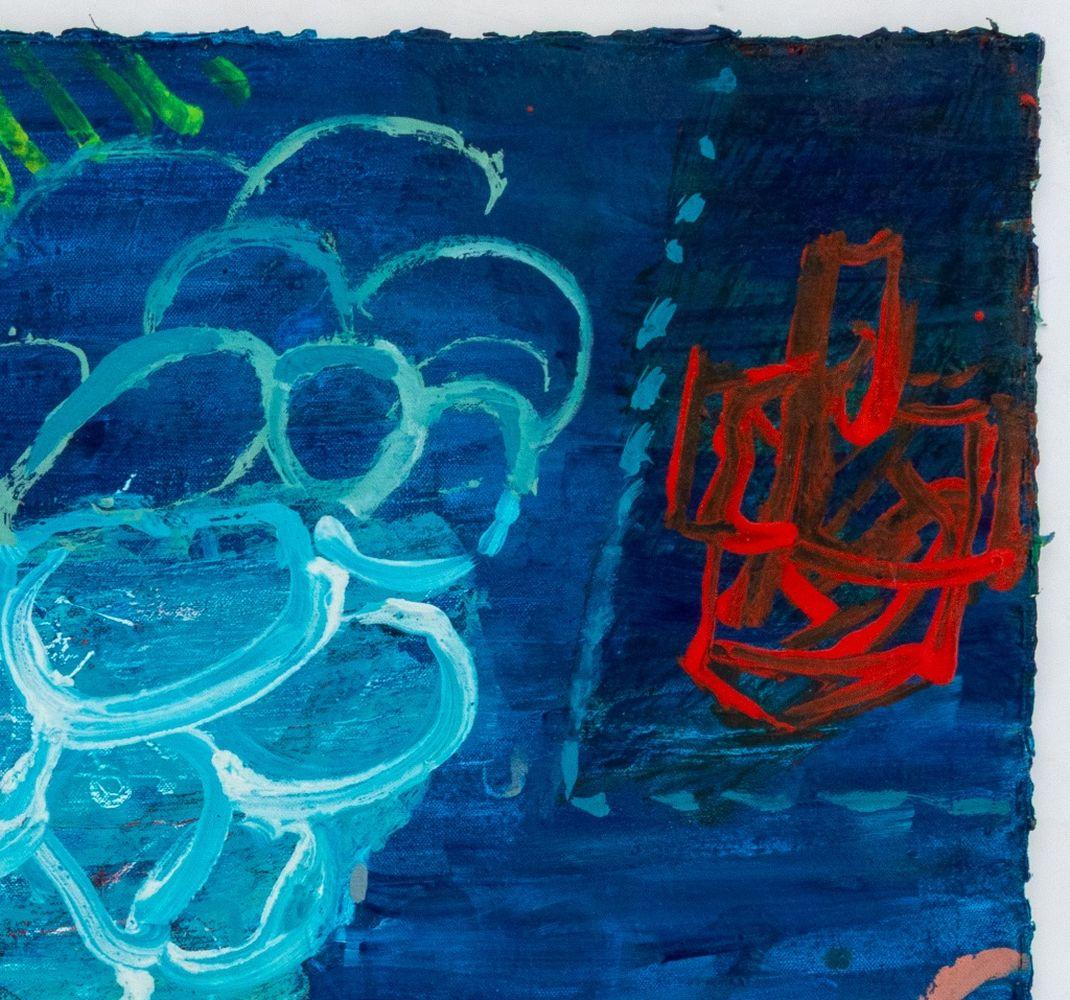 Abstract Composition in Blue - Contemporary Painting by Elfi Schuselka 