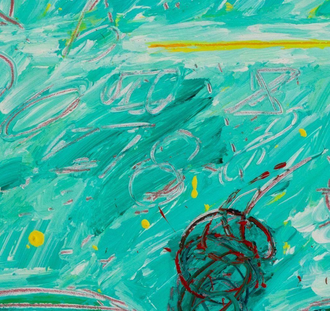 Abstract Composition in Turquoise - Contemporary Painting by Elfi Schuselka 