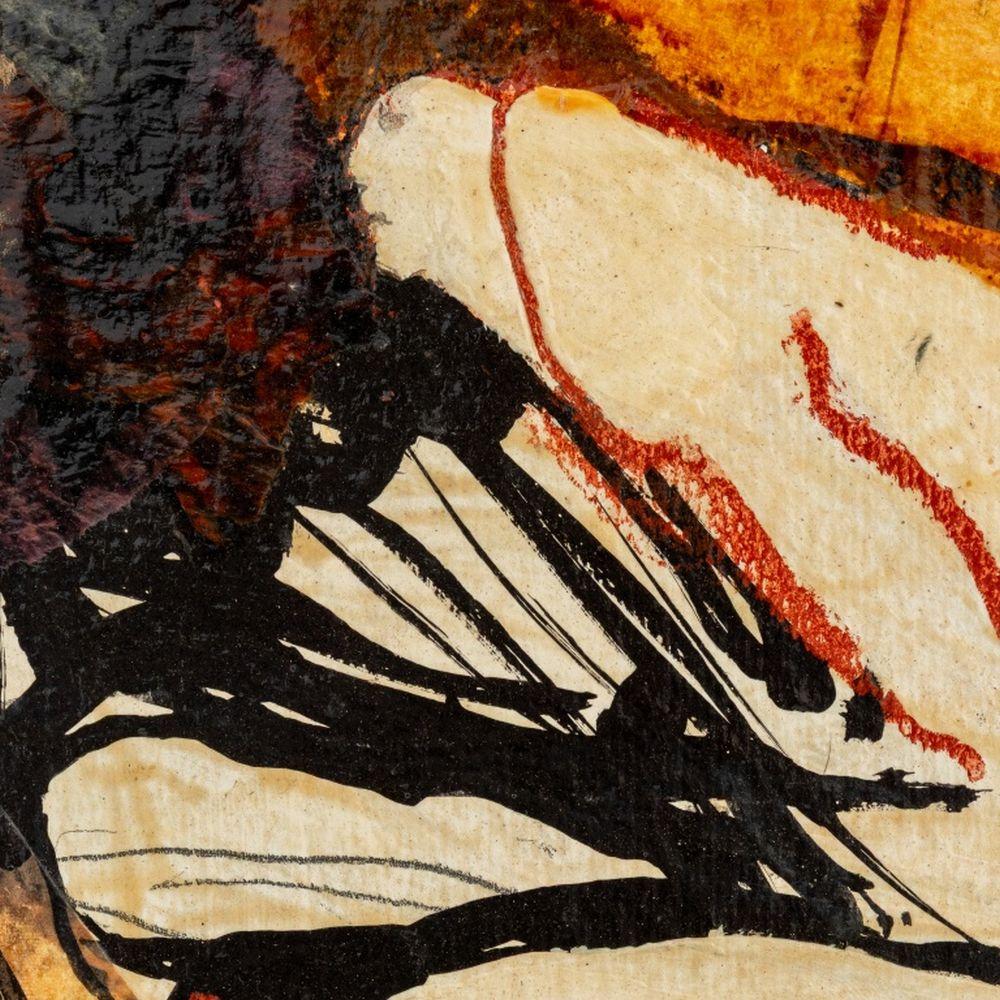 Abstract Figural Composition - Beige Figurative Painting by Elfi Schuselka 