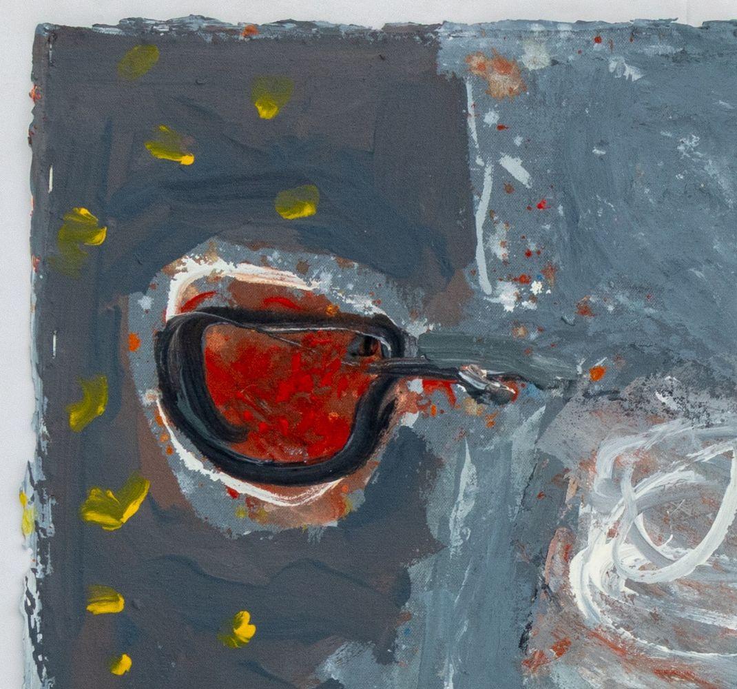 Composition abstraite recto-verso - Gris Abstract Painting par Elfi Schuselka 