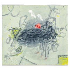 Huile sur toile abstraite « Abaton » d'Elfi Schuselka