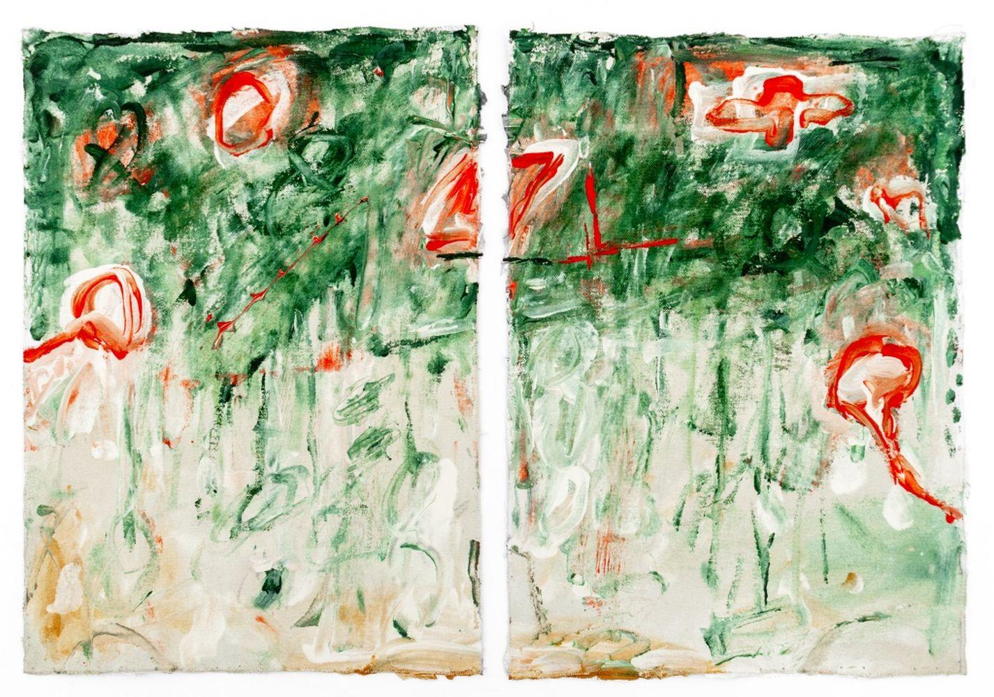 Abstrakte Komposition Diptychon – Painting von Elfi Schuselka