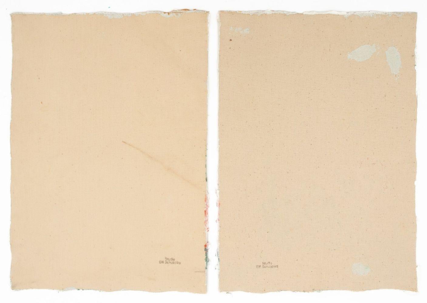Abstrakte Komposition Diptychon (Beige), Abstract Painting, von Elfi Schuselka