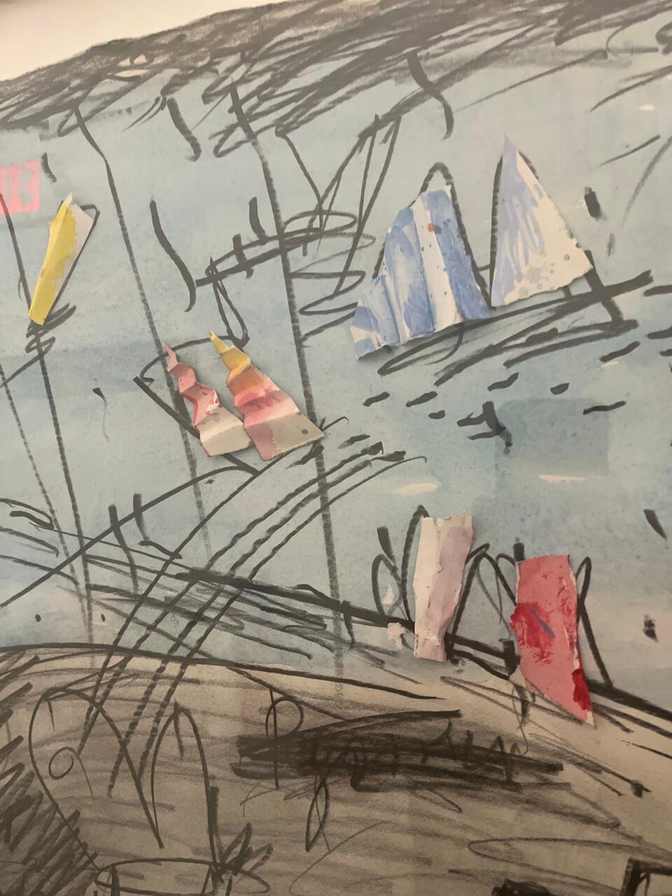 Elfie Schuselka Technique mixte abstraite. Il s'agit d'une composition abstraite sur papier
Elfi Schuselka (Autrichienne 1940)