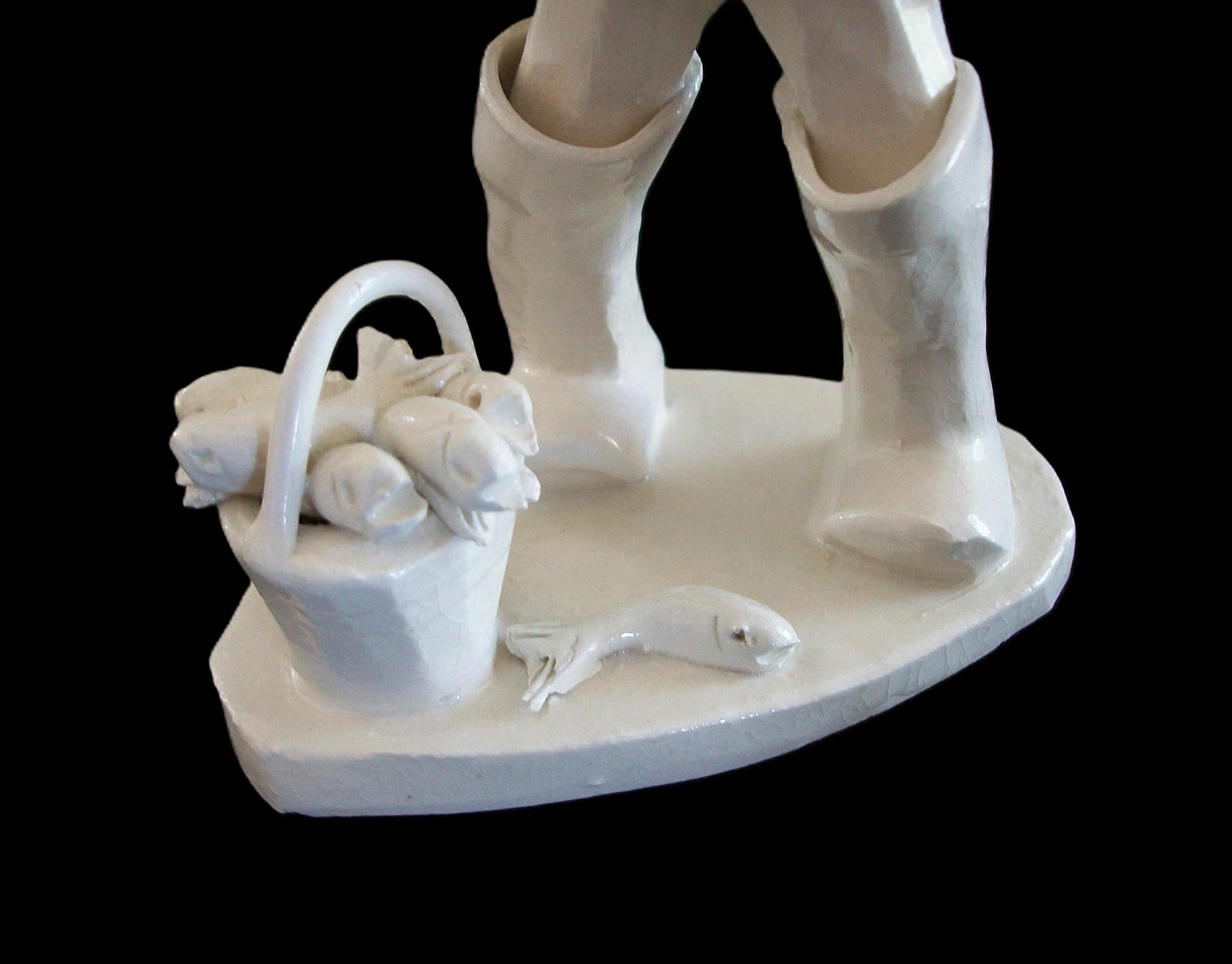ELFRIEDE MEINDL - Folk Art Ceramic Atlantic Fisherman Figure - Canada - C.1970's For Sale 10