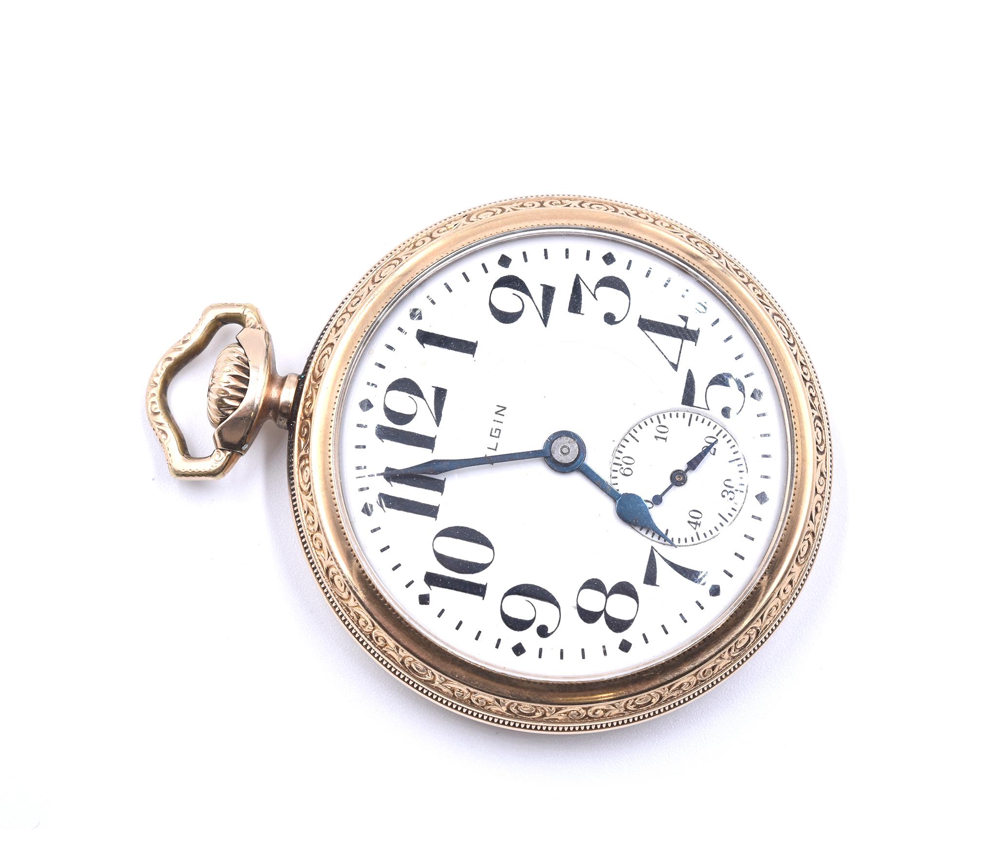 Movement: manual
Function: hours, minutes, seconds
Case: pocket watch
Dial: white roman dial
Case Serial # 391XXX
Movement Serial # 22556XXX

No box or papers. 
Guaranteed to be authentic by seller.
