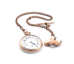 Elgin 10 Karat Yellow Gold Pocket Watch with Mother of Pearl Horse Fob