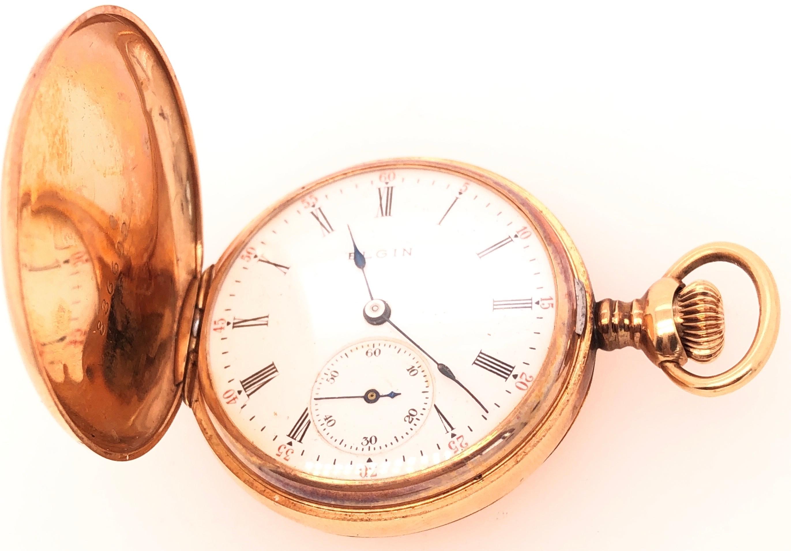 Elgin 14 Karat Gold and Diamond Pocket Watch In Good Condition In Stamford, CT