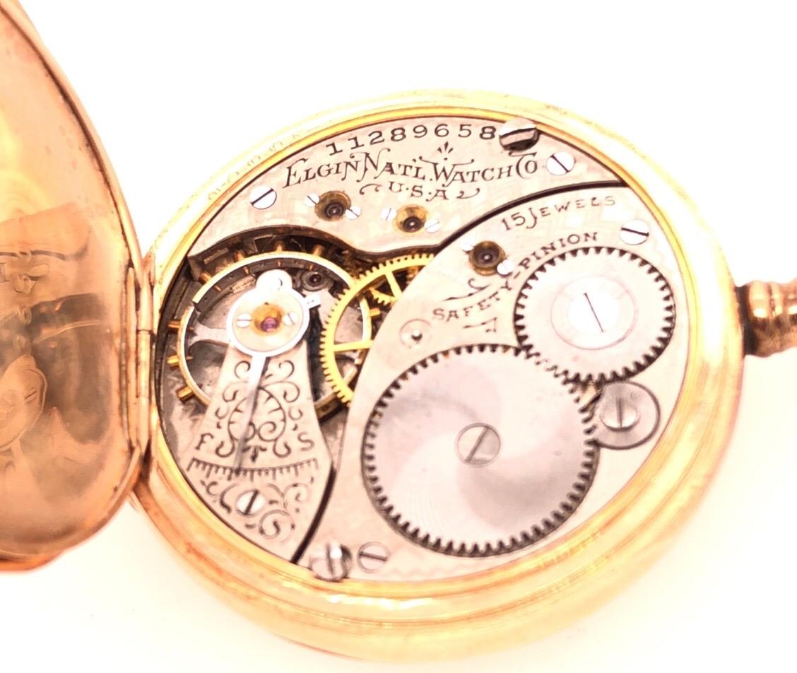 Women's or Men's Elgin 14 Karat Gold and Diamond Pocket Watch