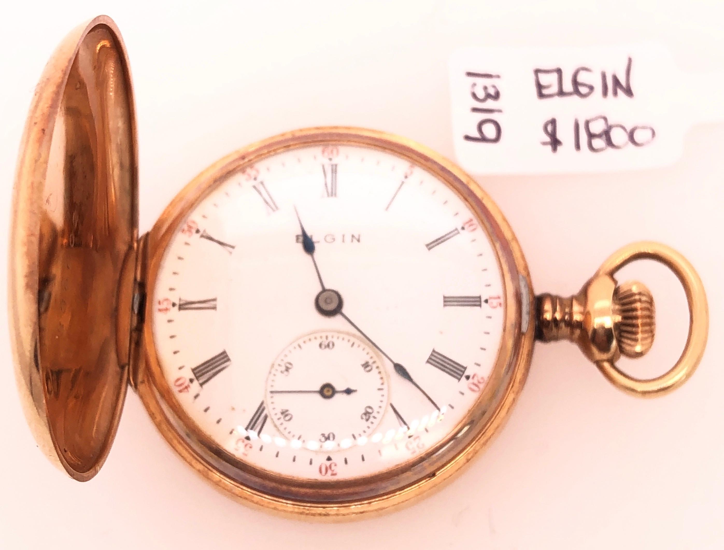 Reloj de bolsillo Elgin de oro de 14 quilates y diamantes 2