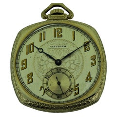 Elgin 14 Karat White Gold Art Deco Cushion Shaped Pocket Watch