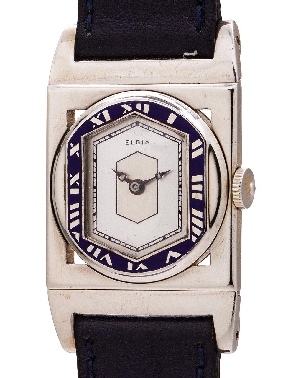 Elgin 14 Karat White Gold Presentation Watch, circa 1929 In Excellent Condition In West Hollywood, CA
